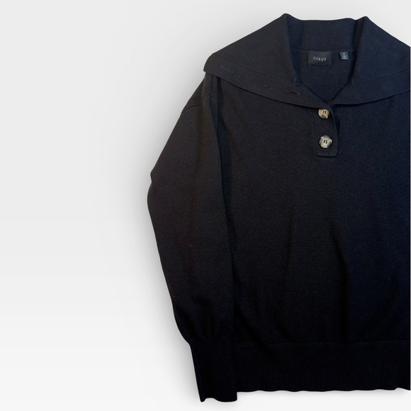 Cyrus Women’s Milan Black Knit Quarter Collar Button Rayon Sweater SMALL - Picture 2 of 8